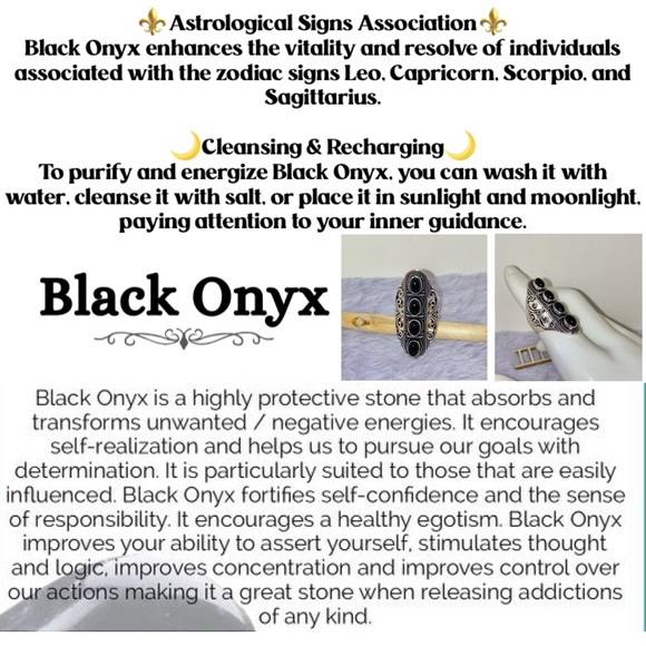 Black Onyx Gemstone Handmade Filigree Shield Armor Ring - Picture 4 of 7